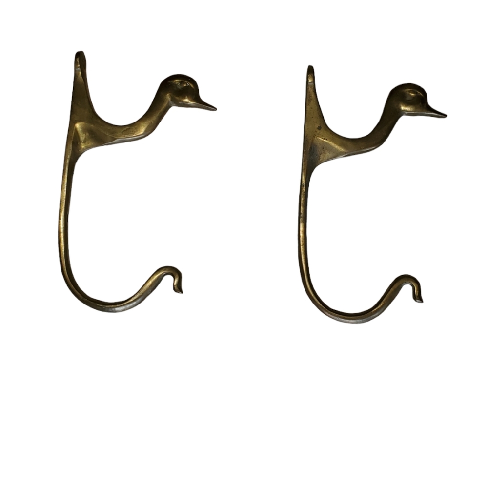 Vintage Brass Duck Wall Hangers